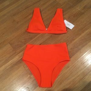 Medium Textured High Waisted Orange Bikini